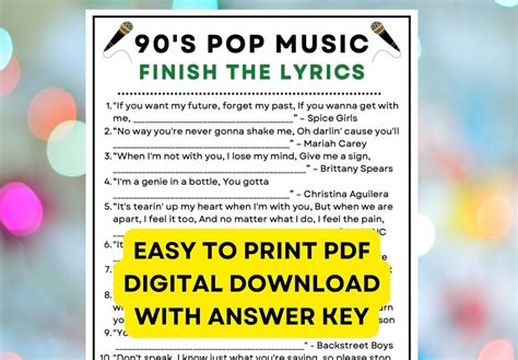 Finish the Pop Lyric Quiz (2000.